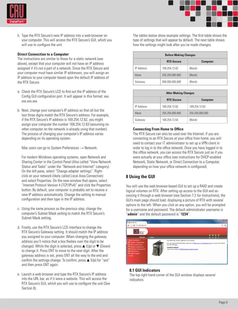 Rtx220 qr - manual, 8 using the gui | CRU RTX Secure 610-IR User Manual | Page 9 / 31