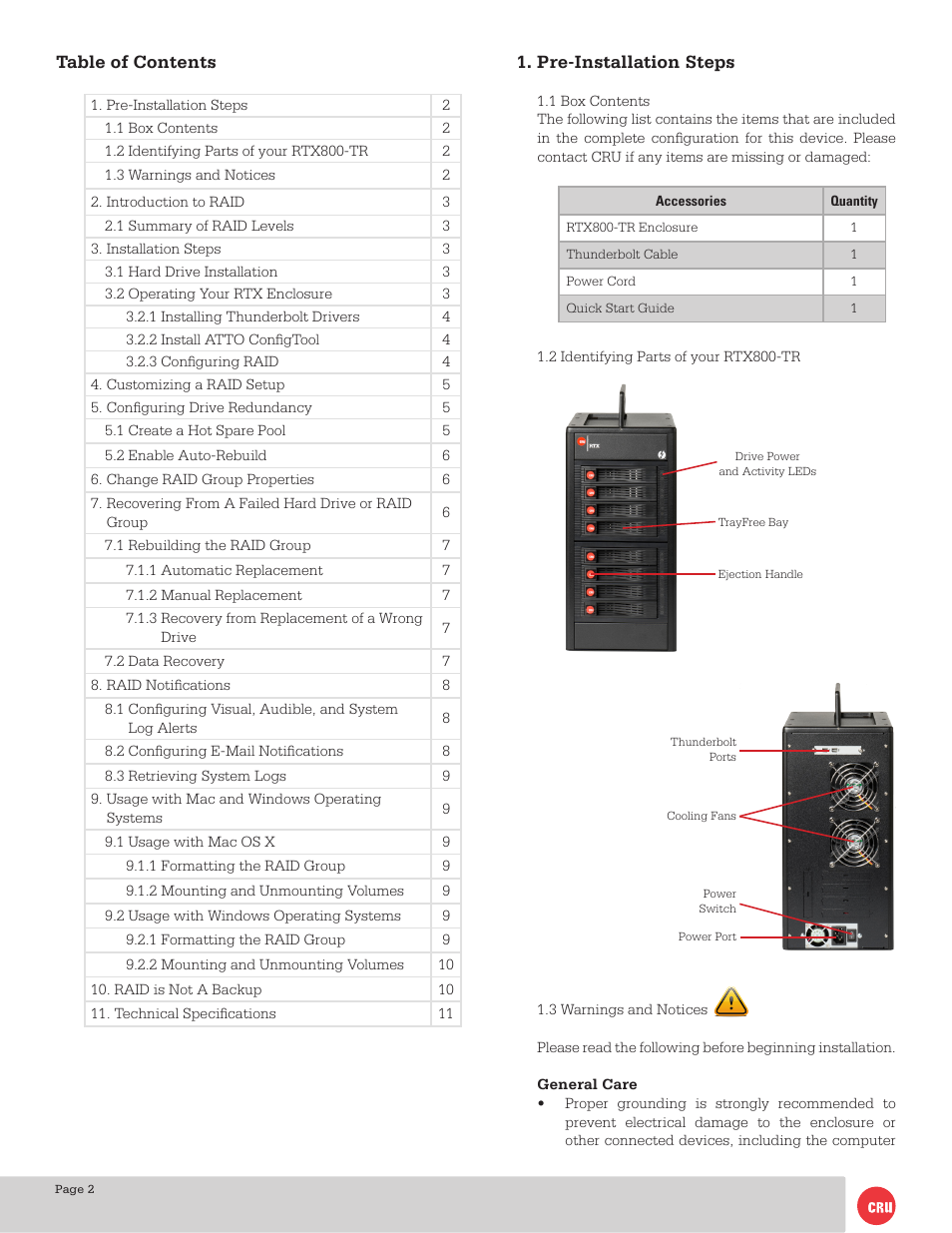 CRU RTX800-TR User Manual | Page 2 / 11