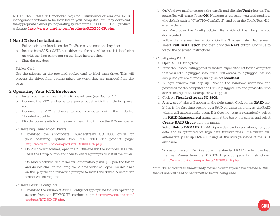 CRU RTX800-TR User Manual | Page 2 / 2