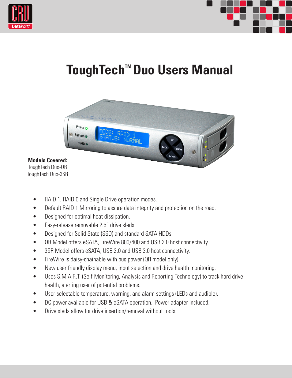 CRU ToughTech Duo 3SR User Manual | 8 pages