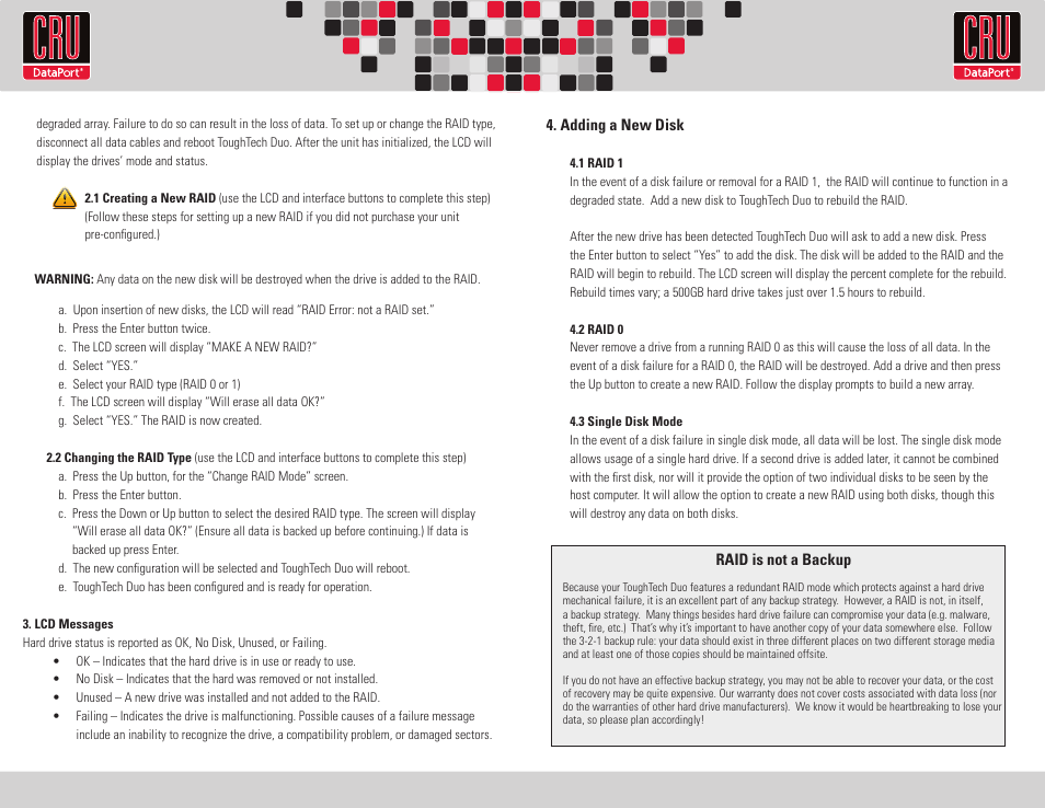 CRU ToughTech Duo 3SR User Manual | Page 2 / 2