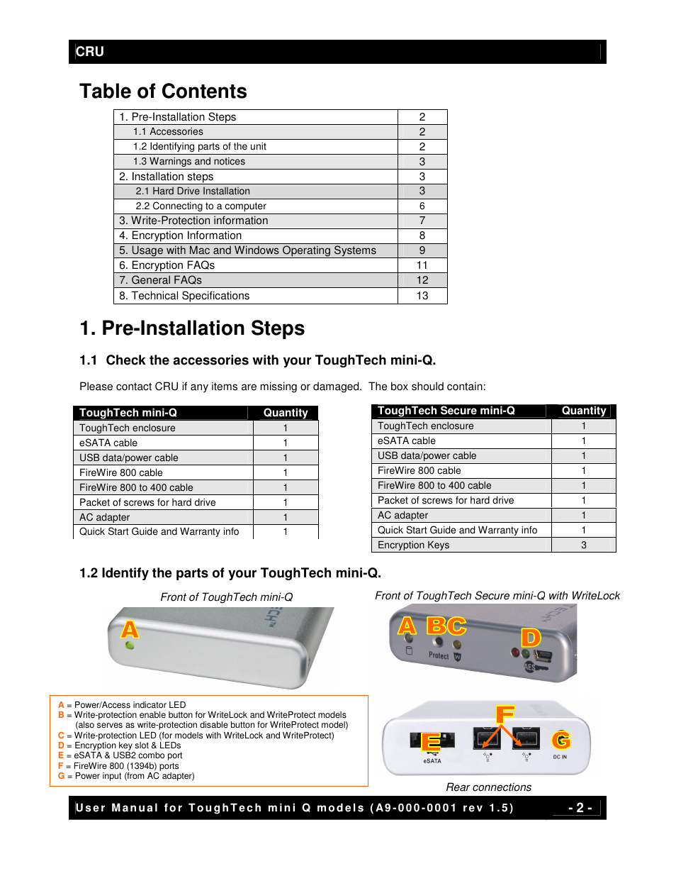 CRU ToughTech Secure 128 mini-Q with WriteLock User Manual | Page 2 / 13