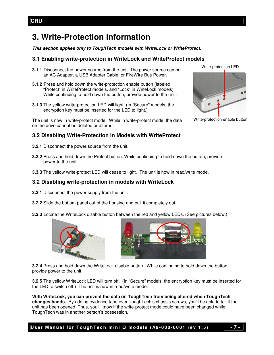 Write-protection information | CRU ToughTech Secure 128 mini-Q with WriteLock User Manual | Page 7 / 13