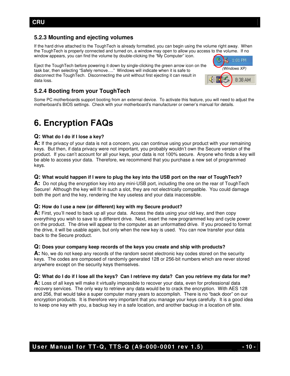 Encryption faqs | CRU ToughTech Secure 128 Q User Manual | Page 10 / 12