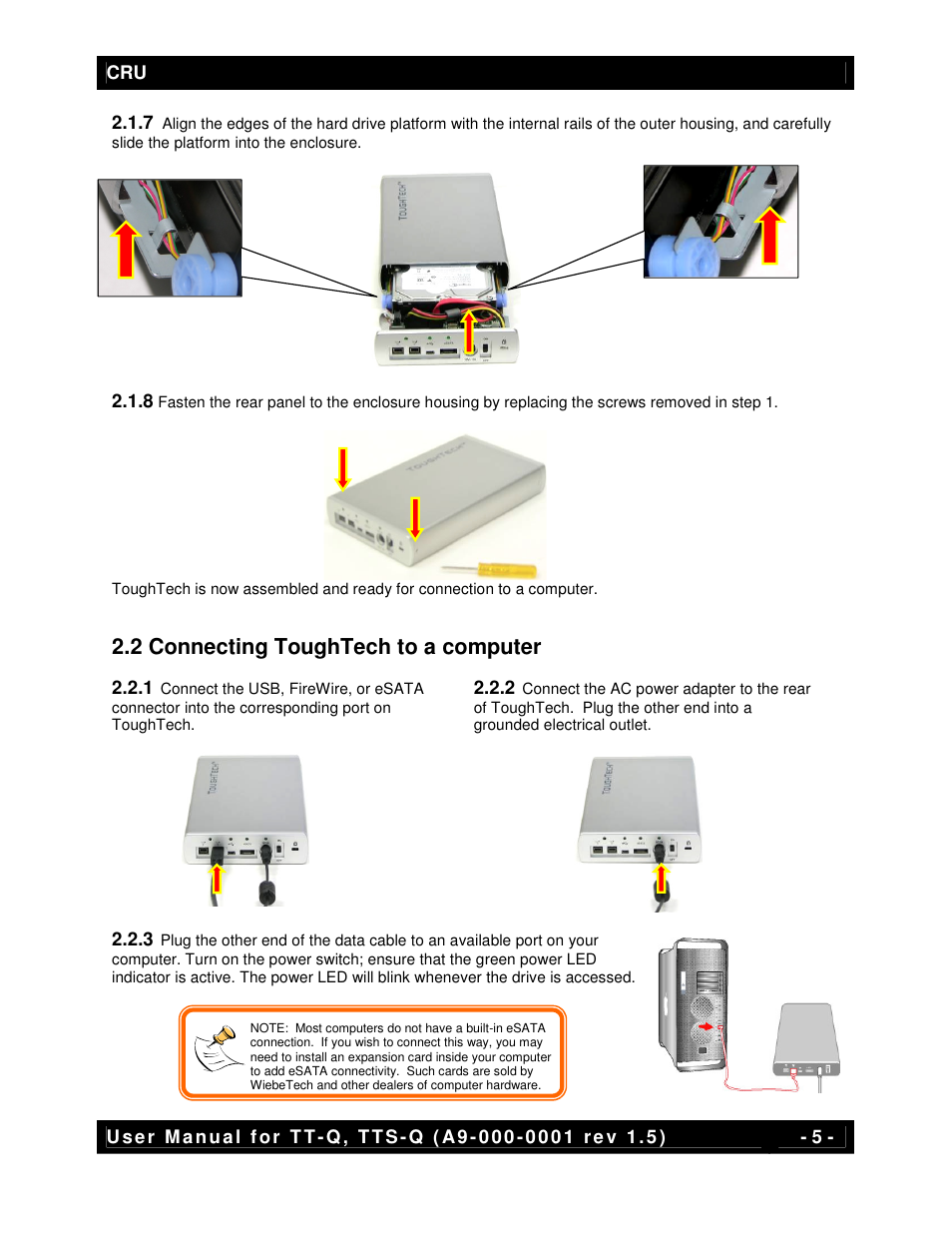 2 connecting toughtech to a computer | CRU ToughTech Secure 128 Q User Manual | Page 5 / 12