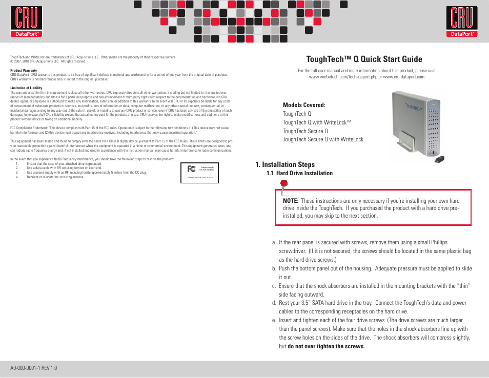 CRU ToughTech Secure 128 Q User Manual | 2 pages