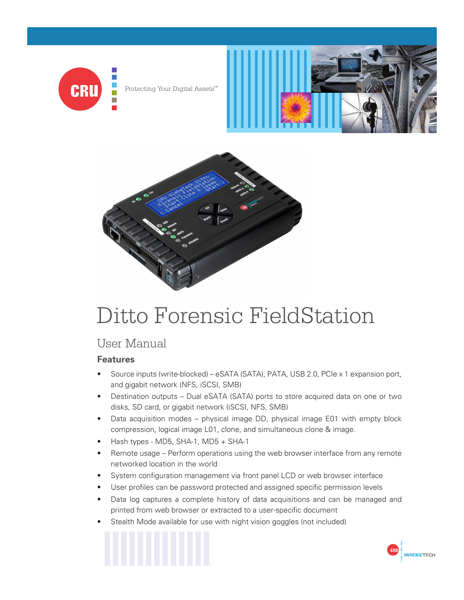 CRU Ditto Forensic FieldStation User Manual | 38 pages