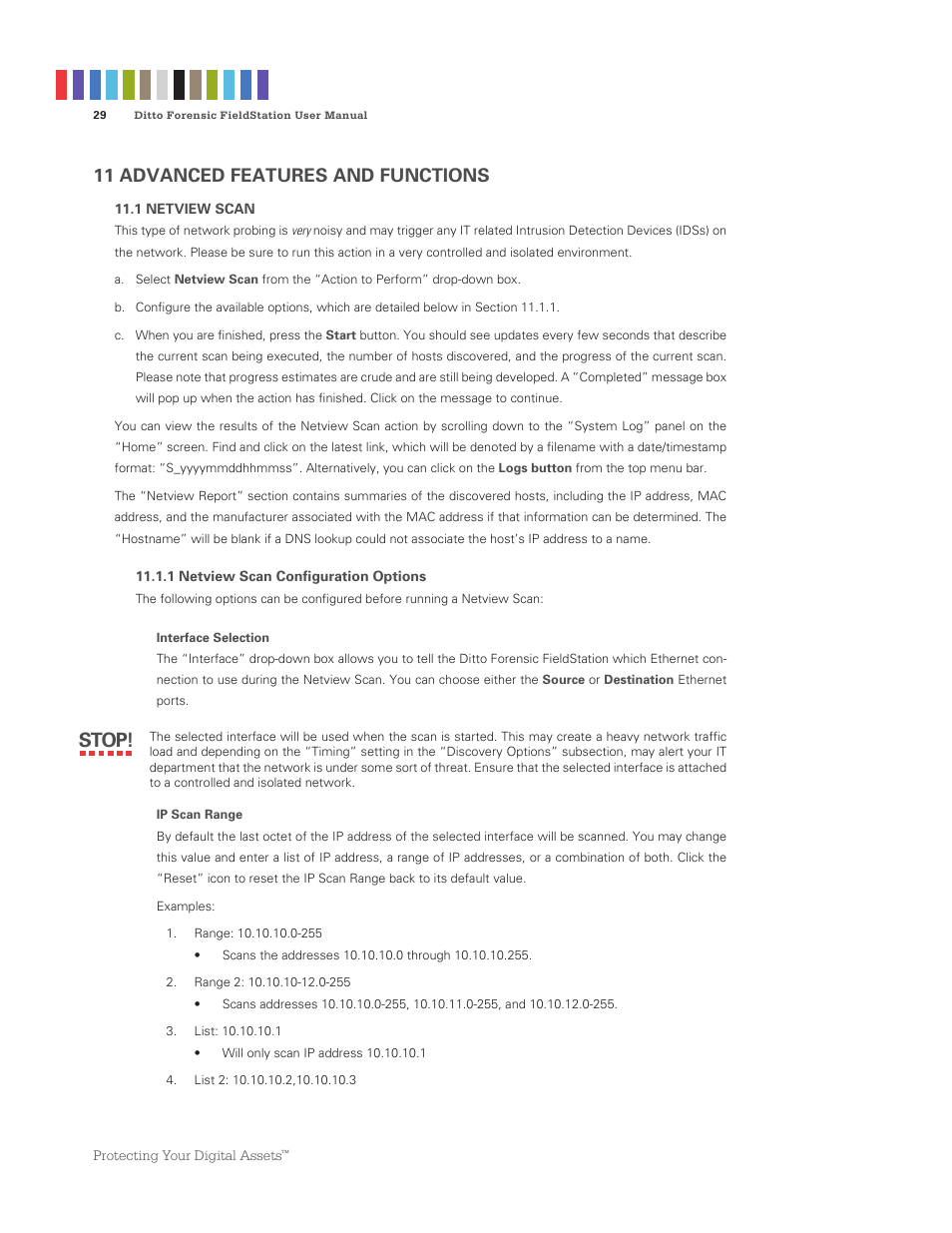 Stop, 11 advanced features and functions | CRU Ditto Forensic FieldStation User Manual | Page 29 / 38