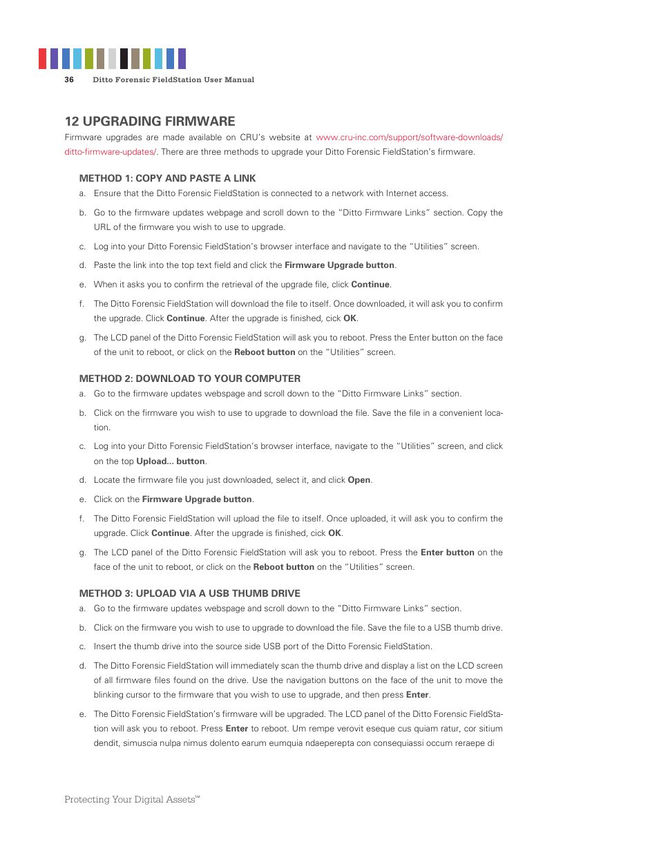 12 upgrading firmware | CRU Ditto Forensic FieldStation User Manual | Page 36 / 38