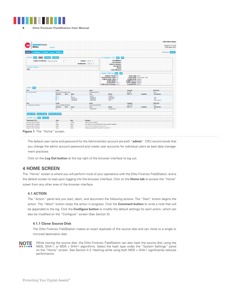 4 home screen | CRU Ditto Forensic FieldStation User Manual | Page 6 / 38