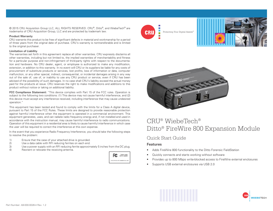 CRU Ditto Forensic FieldStation User Manual | 2 pages