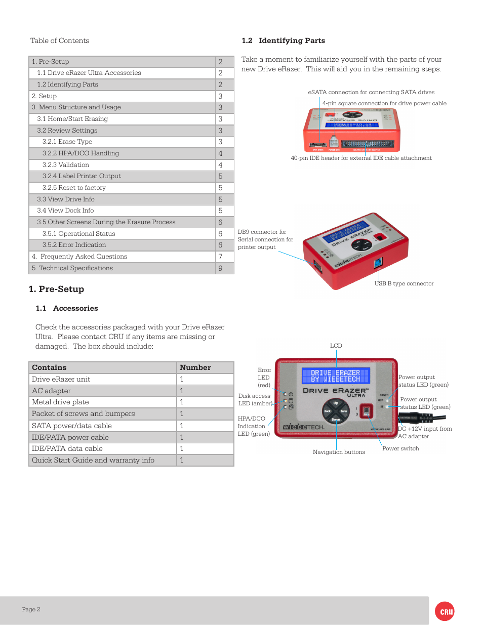 Pre-setup | CRU Drive eRazer Ultra User Manual | Page 2 / 9