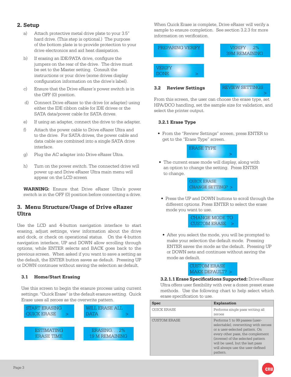 CRU Drive eRazer Ultra User Manual | Page 3 / 9
