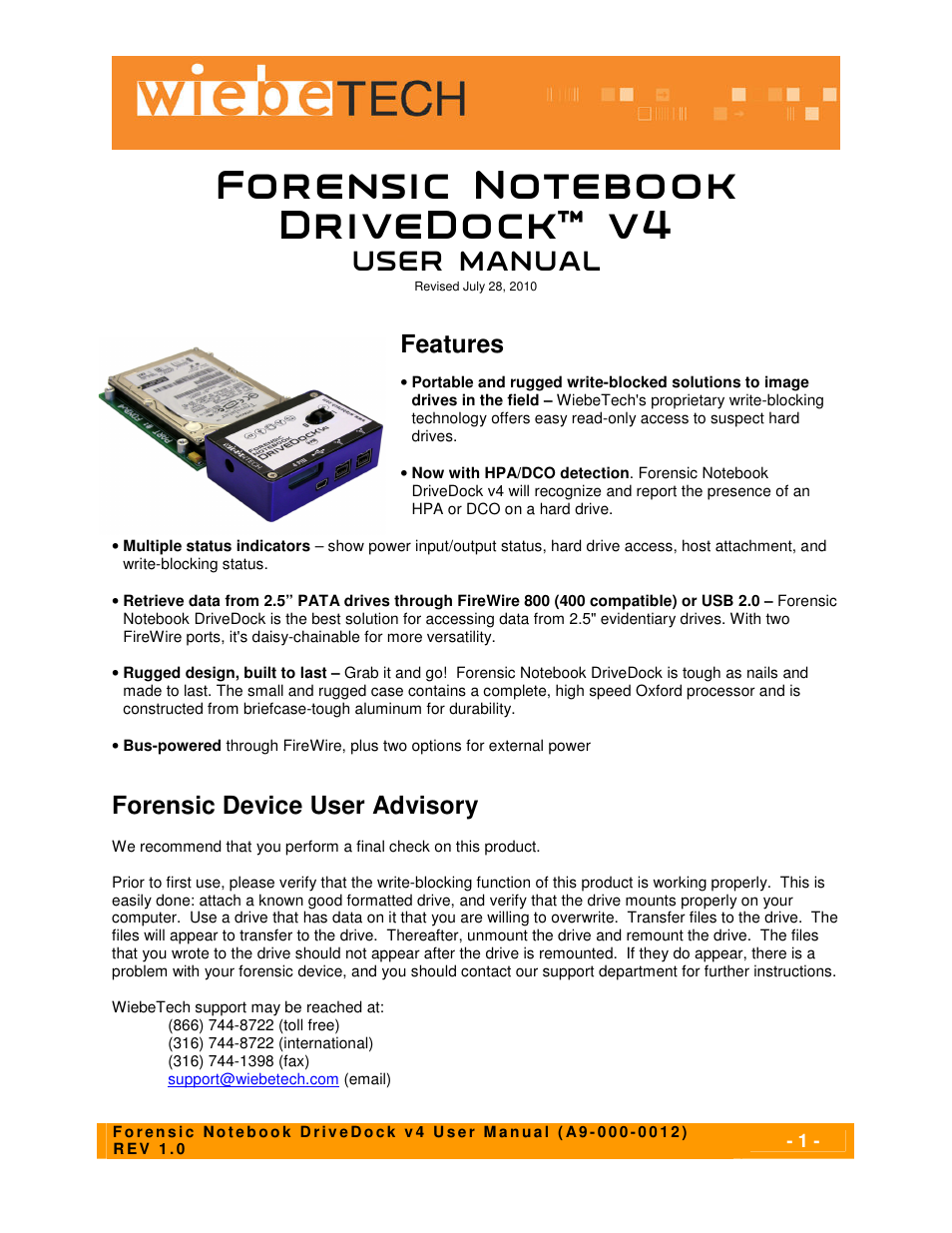 CRU Forensic Notebook DriveDock User Manual | 7 pages