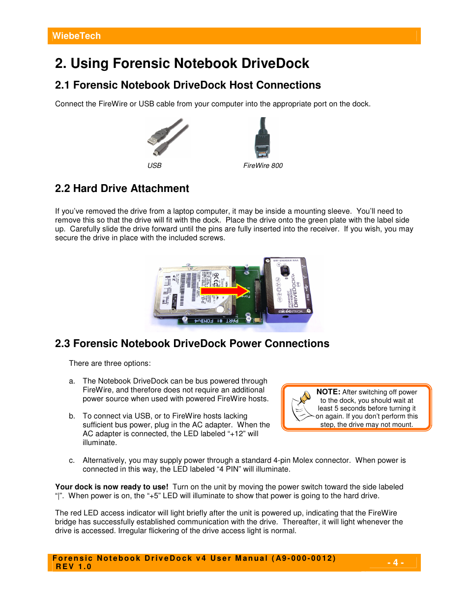 2 hard drive attachment | CRU Forensic Notebook DriveDock User Manual | Page 4 / 7