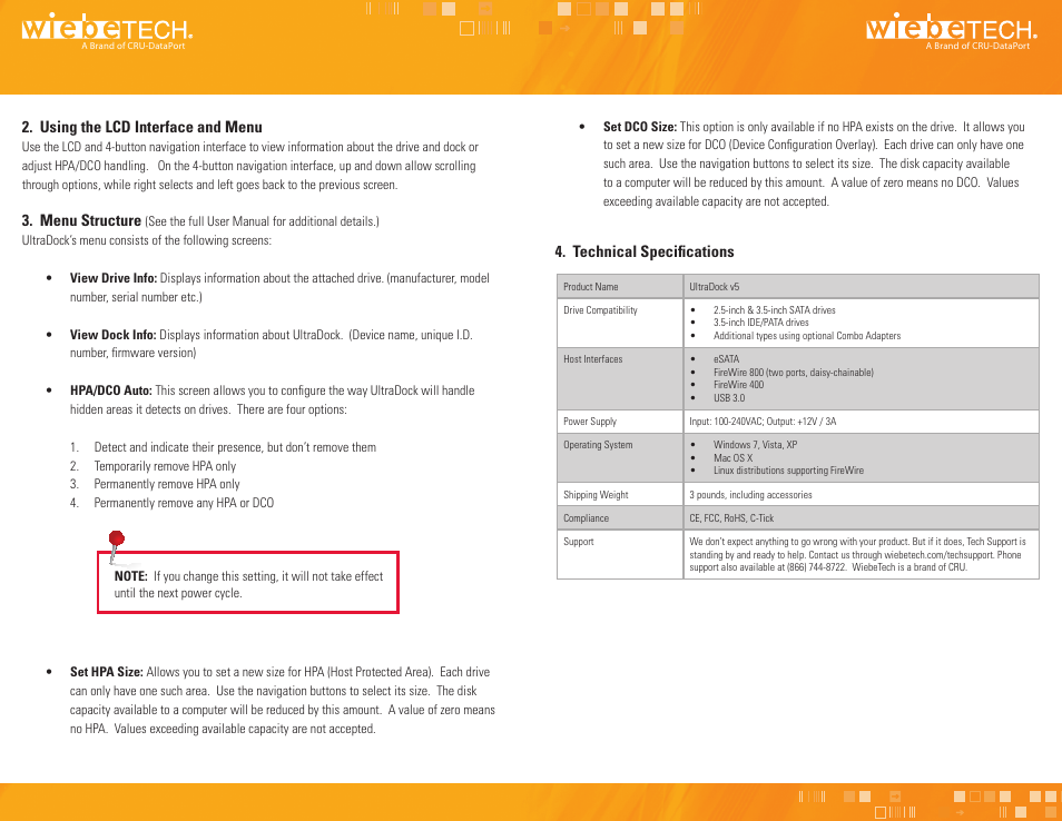 Menu structure | CRU UltraDock v5 User Manual | Page 2 / 2