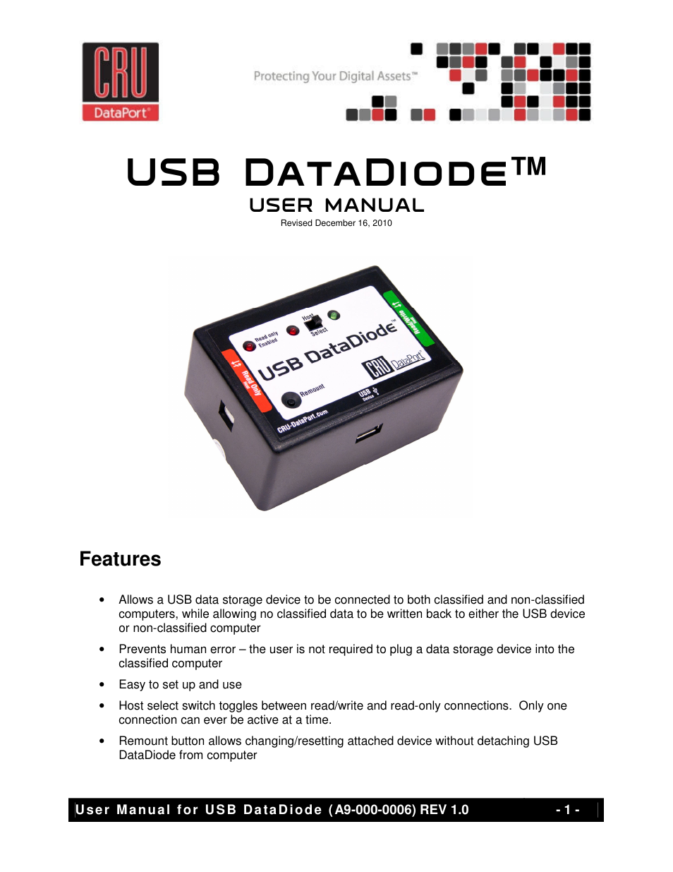 CRU USB DataDiode User Manual | 5 pages