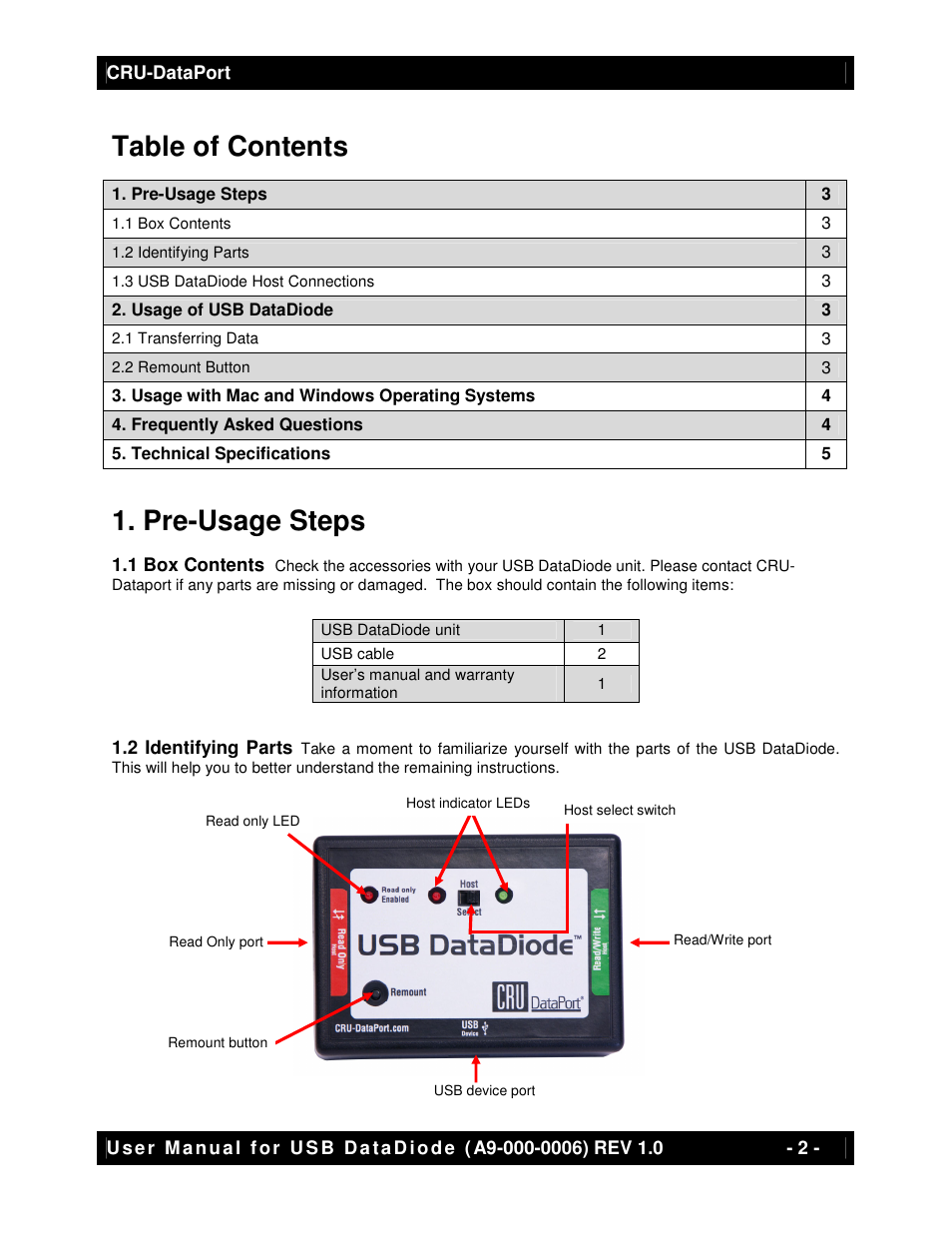 CRU USB DataDiode User Manual | Page 2 / 5