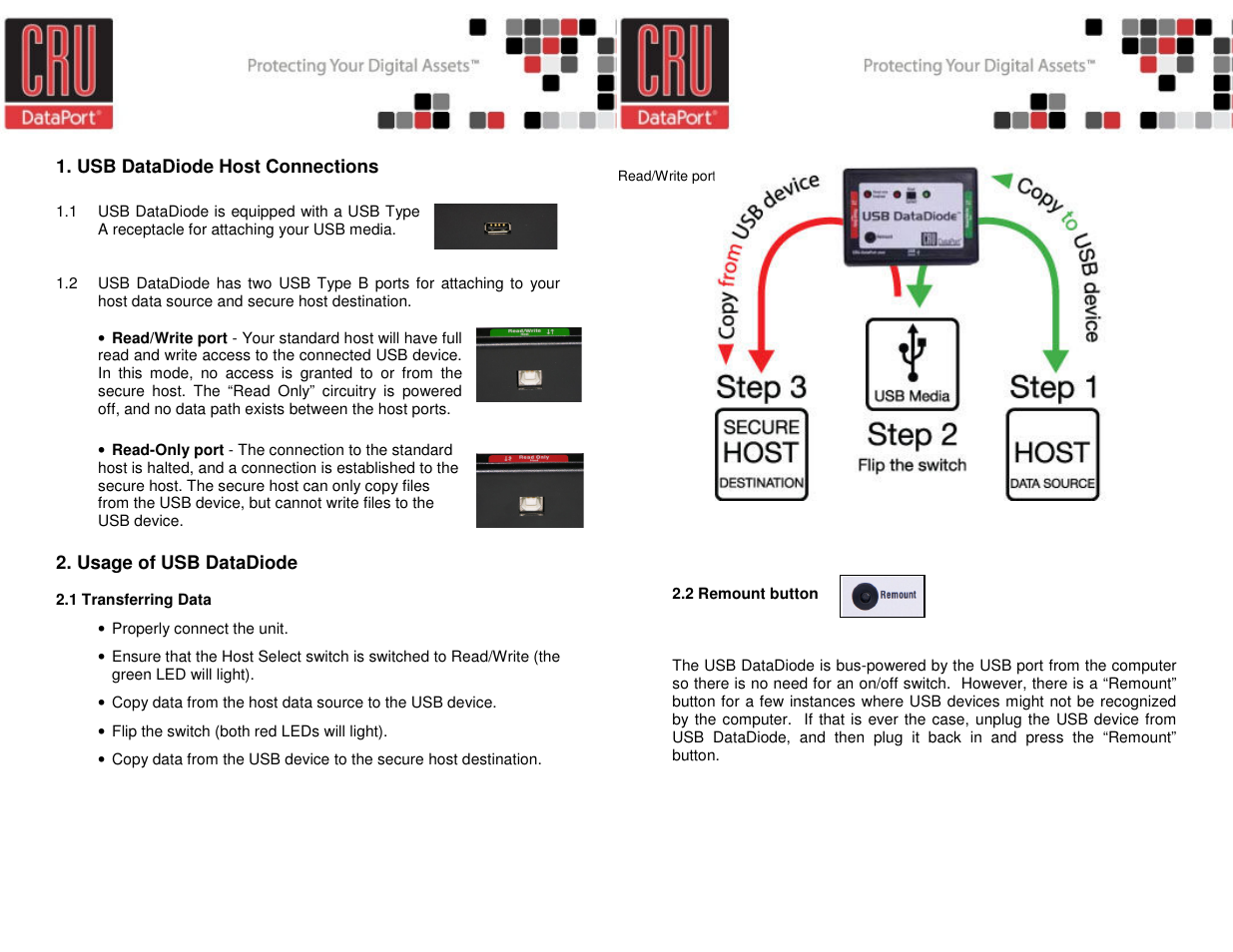 CRU USB DataDiode User Manual | Page 2 / 2