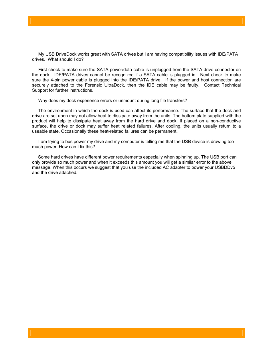 Frequently asked questions | CRU USB DriveDock v5 User Manual | Page 5 / 6