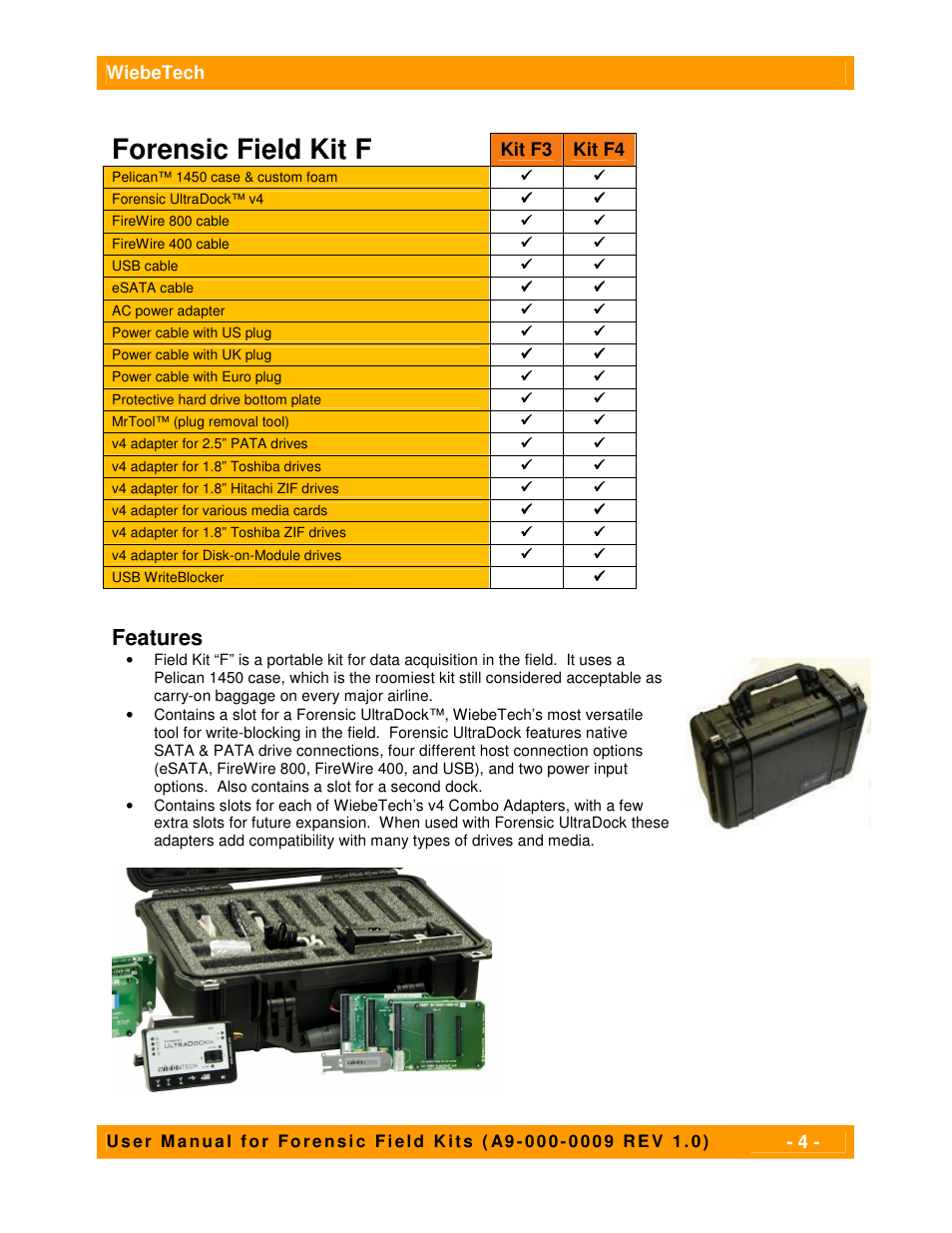Forensic field kit f, Features | CRU Forensic Field Kit J User Manual | Page 4 / 6