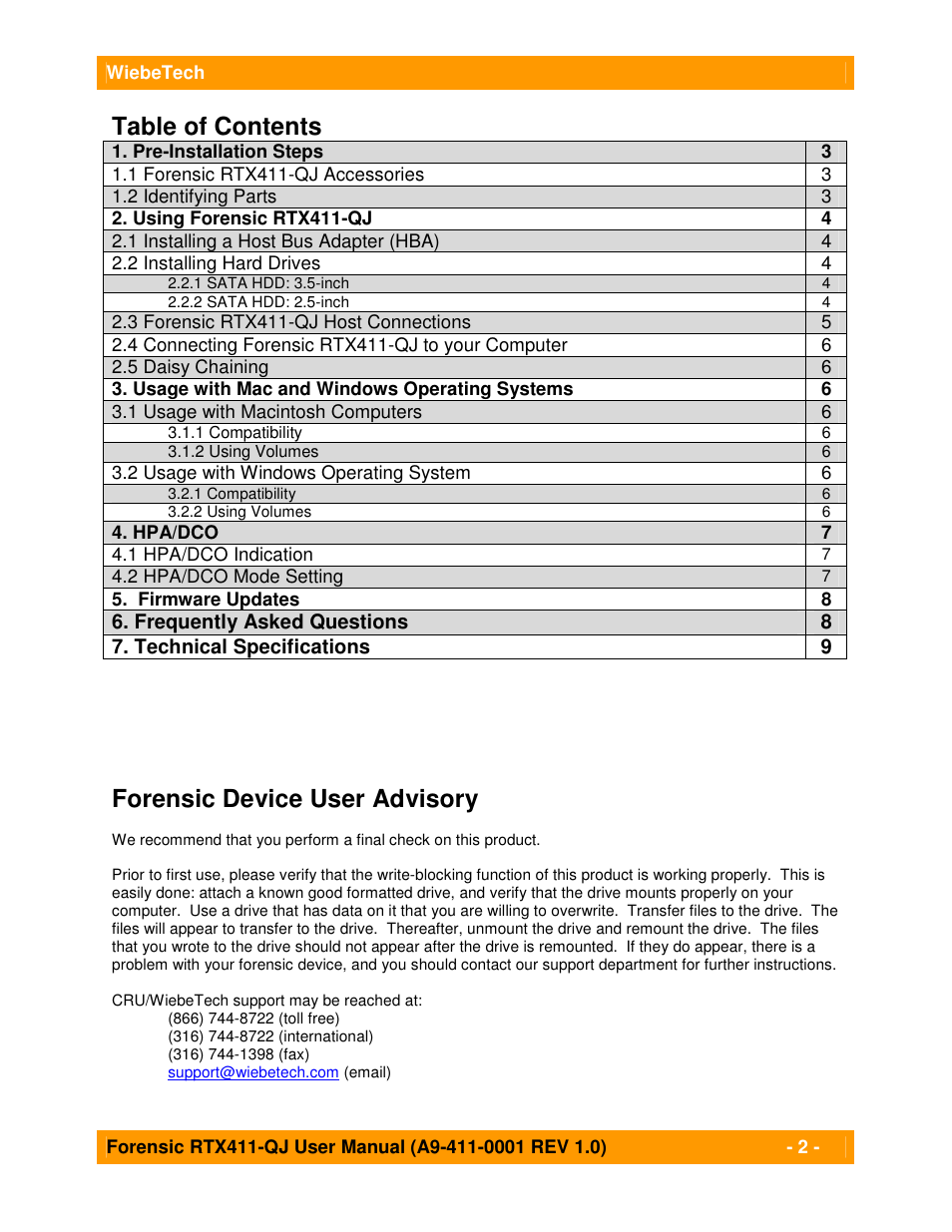 CRU Forensic RTX User Manual | Page 2 / 9