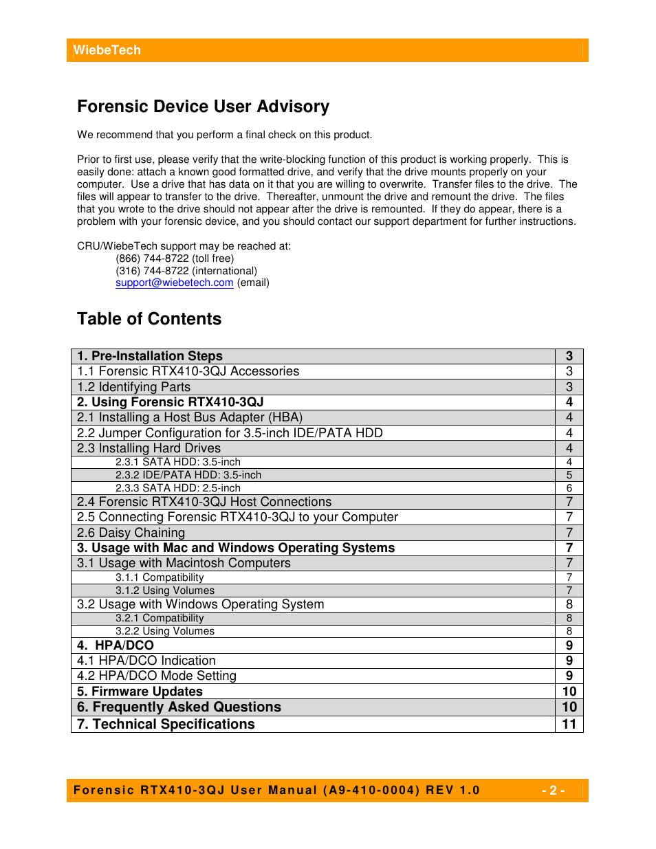 CRU Forensic RTX User Manual | Page 2 / 12