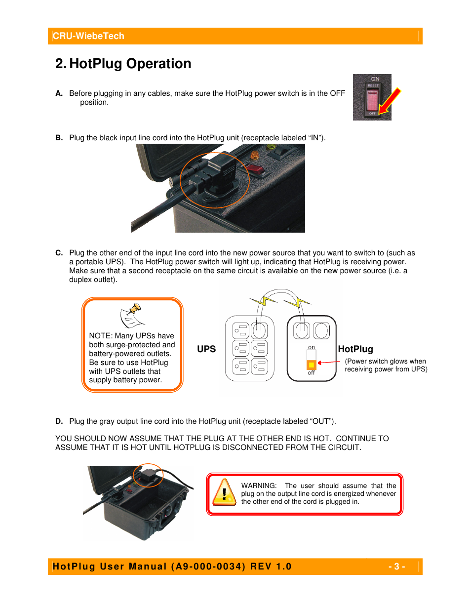 Hotplug operation | CRU HotPlug Field Kit User Manual | Page 3 / 9