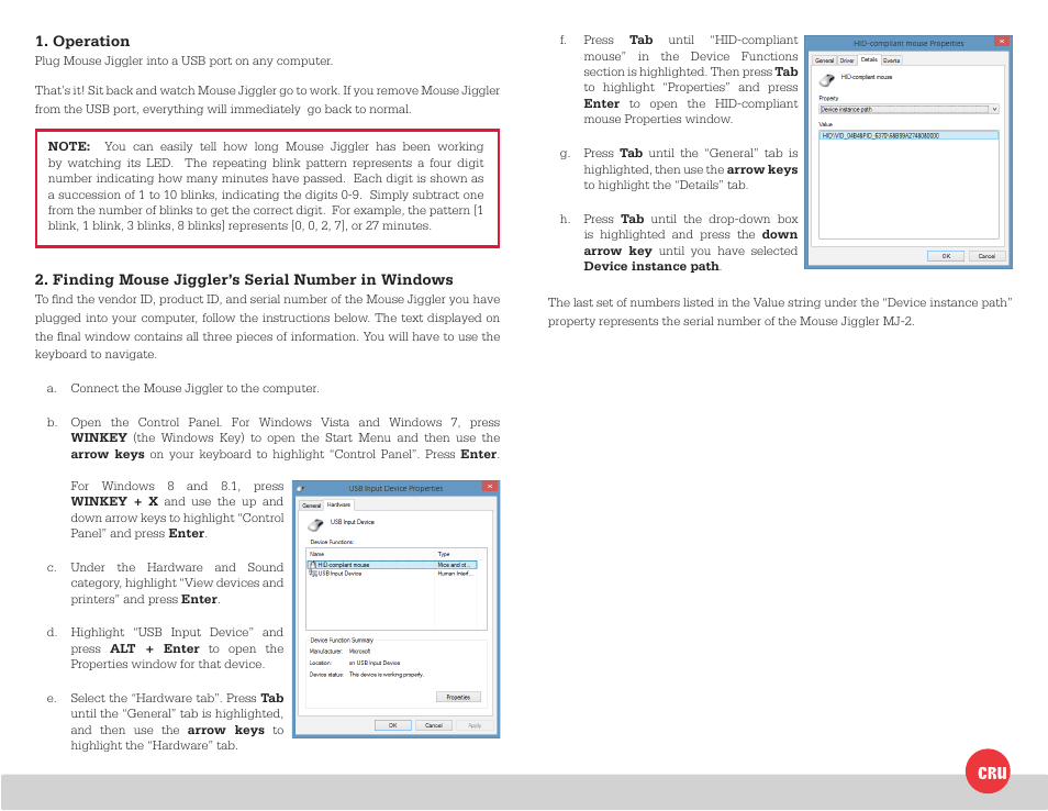 CRU Mouse Jiggler User Manual | Page 2 / 2