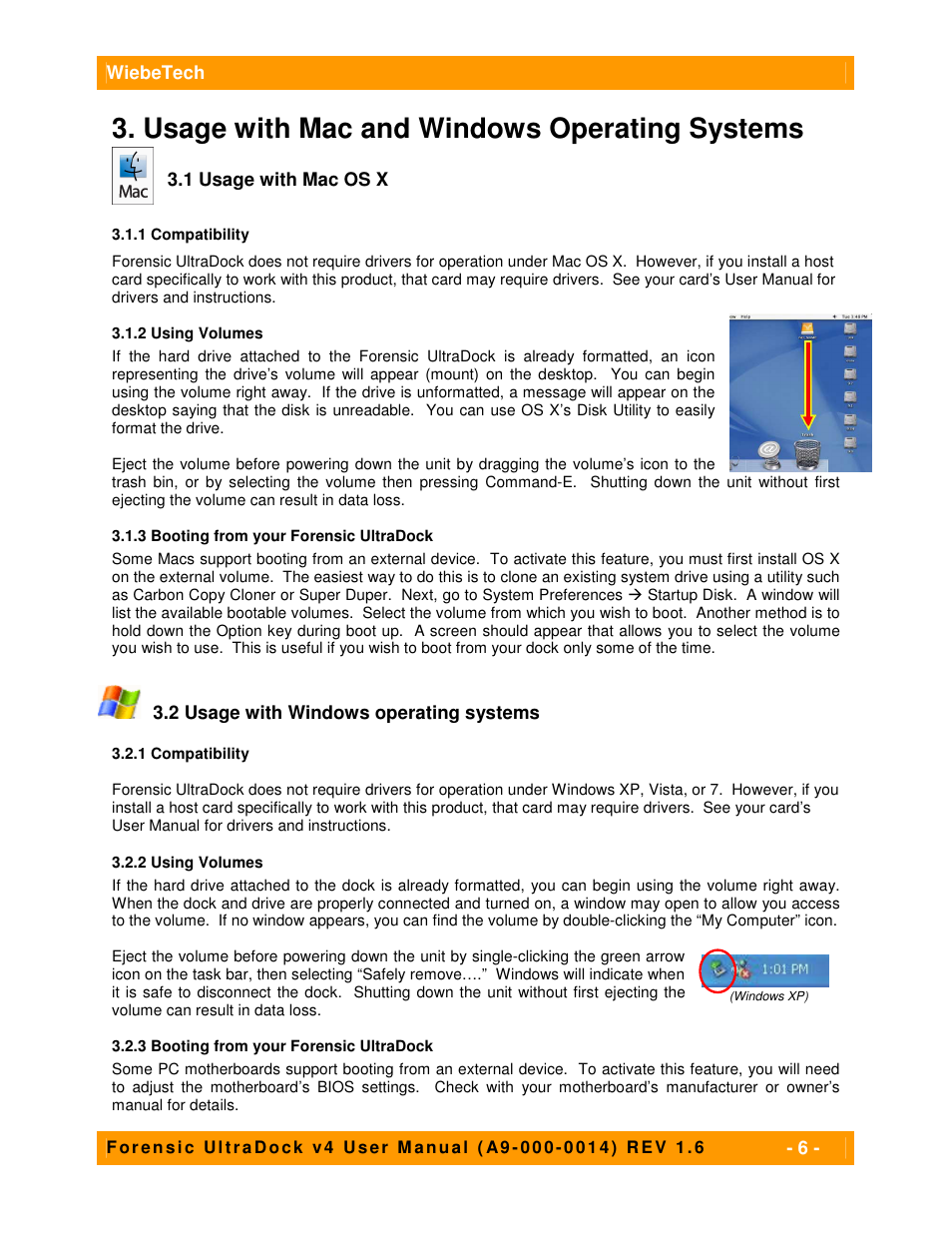 Usage with mac and windows operating systems | CRU Forensic UltraDock v4 User Manual | Page 6 / 10