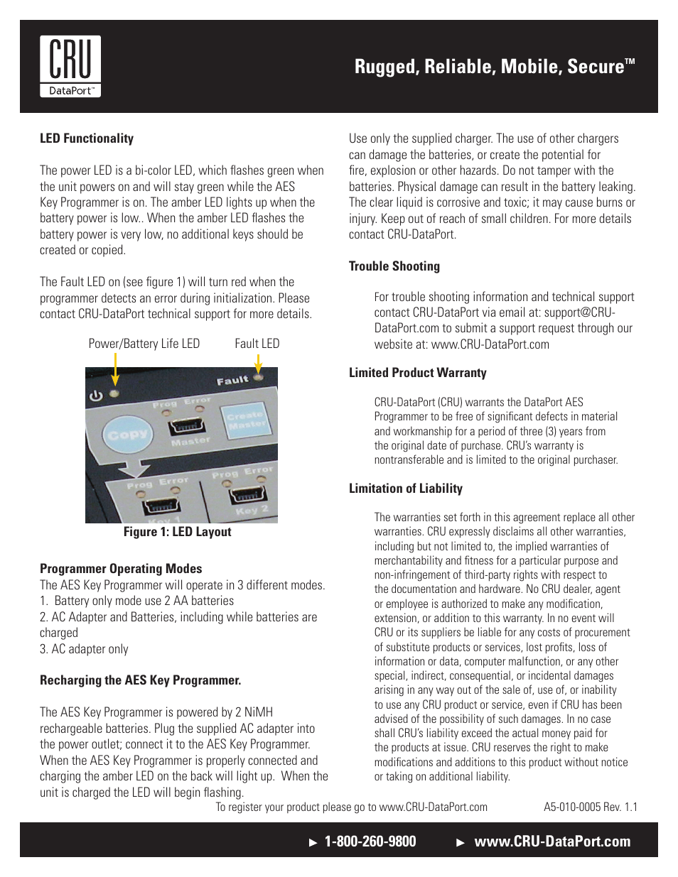 Rugged, reliable, mobile, secure | CRU AES Key Programmer and Keys User Manual | Page 2 / 2
