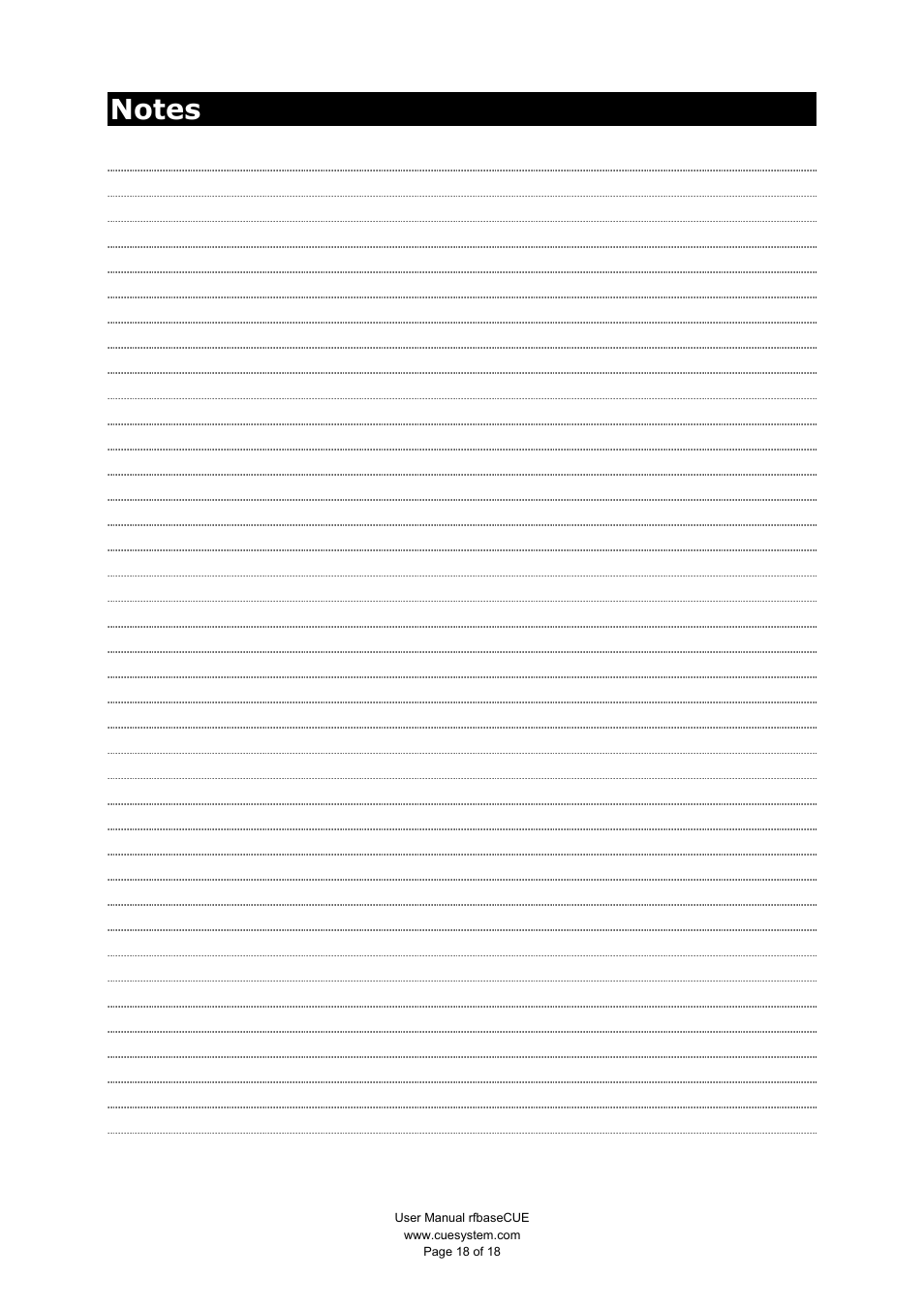 CUE rfbaseCUE User Manual | Page 18 / 18