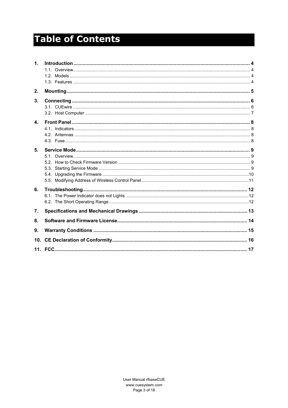 CUE rfbaseCUE User Manual | Page 3 / 18