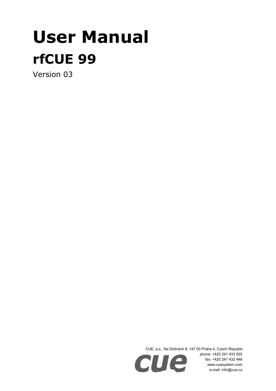 CUE rfCUE User Manual | 18 pages