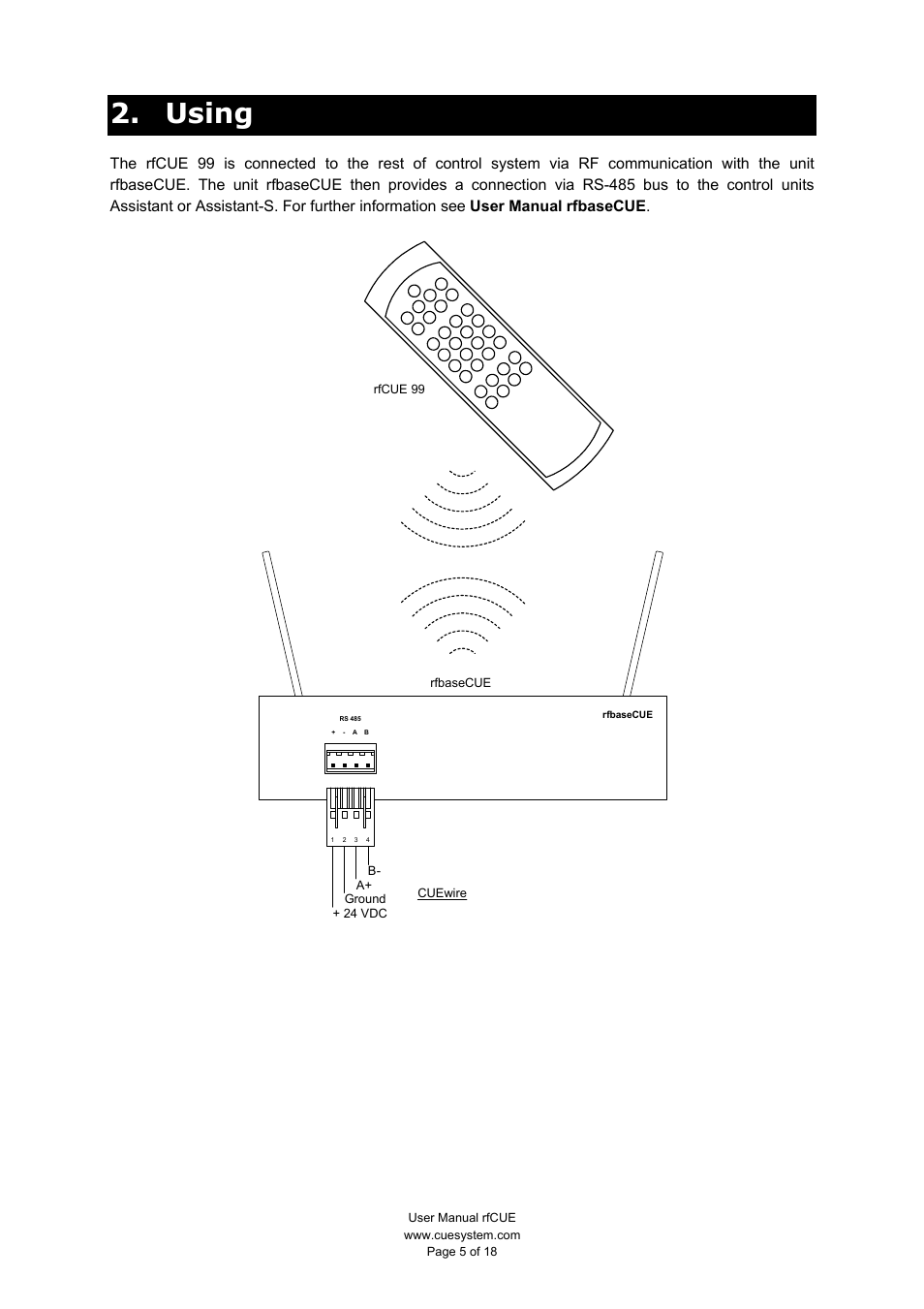 Using | CUE rfCUE User Manual | Page 5 / 18