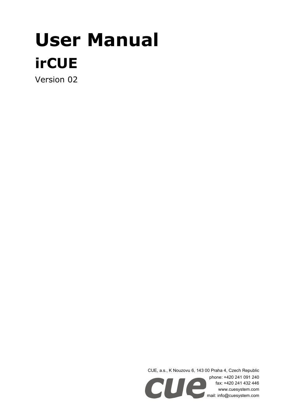 CUE irCUE User Manual | 20 pages