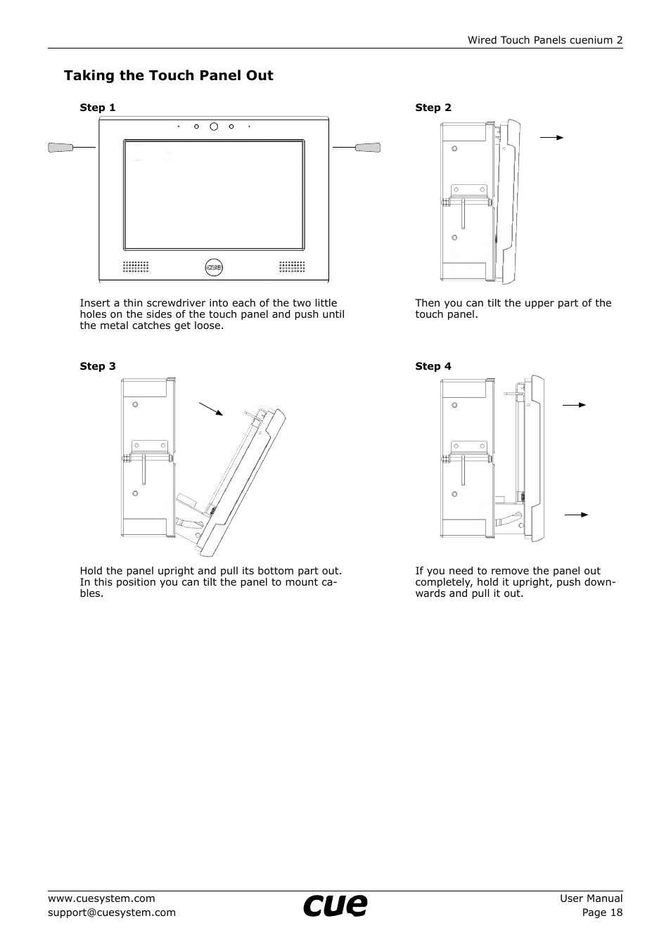 Taking the touch panel out | CUE cuenium2 User Manual | Page 18 / 42