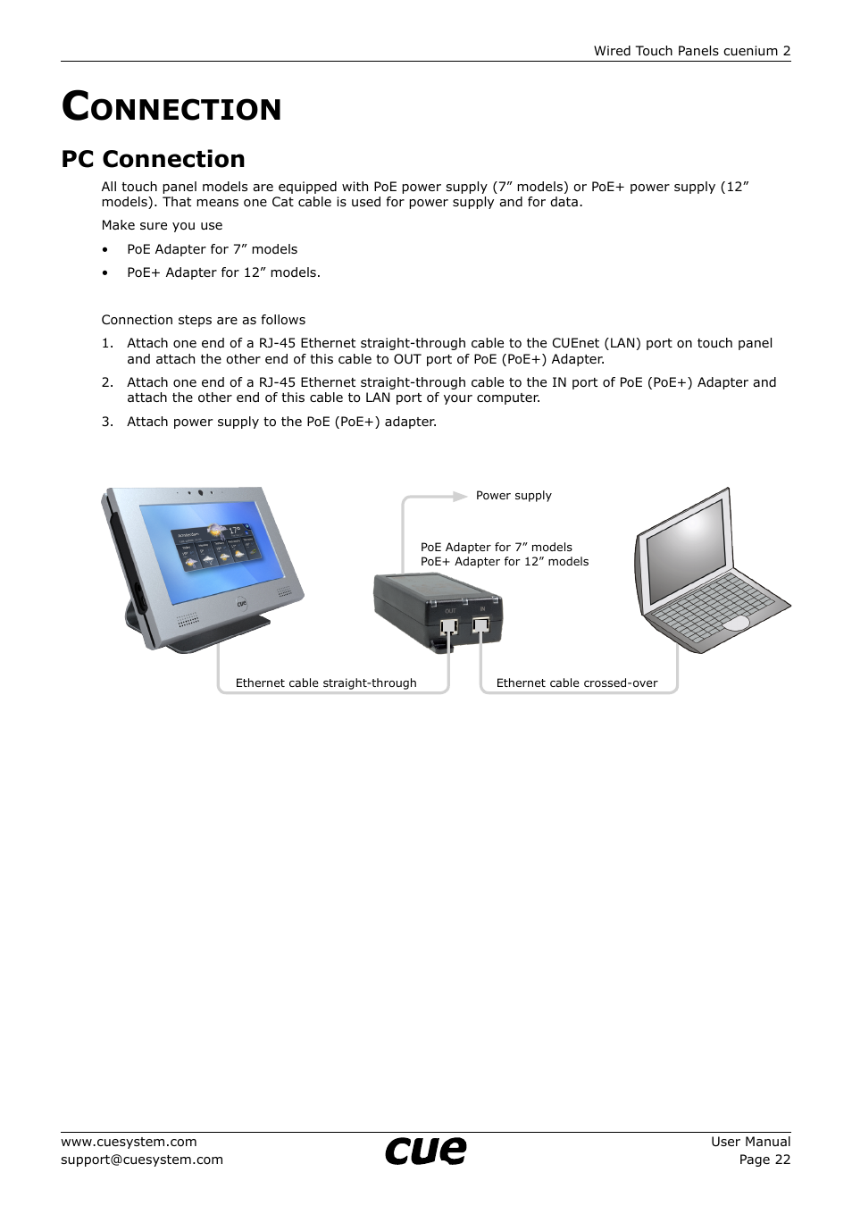 Connection, Pc connection, 22 c | Onnection, 22 pc connection | CUE cuenium2 User Manual | Page 22 / 42