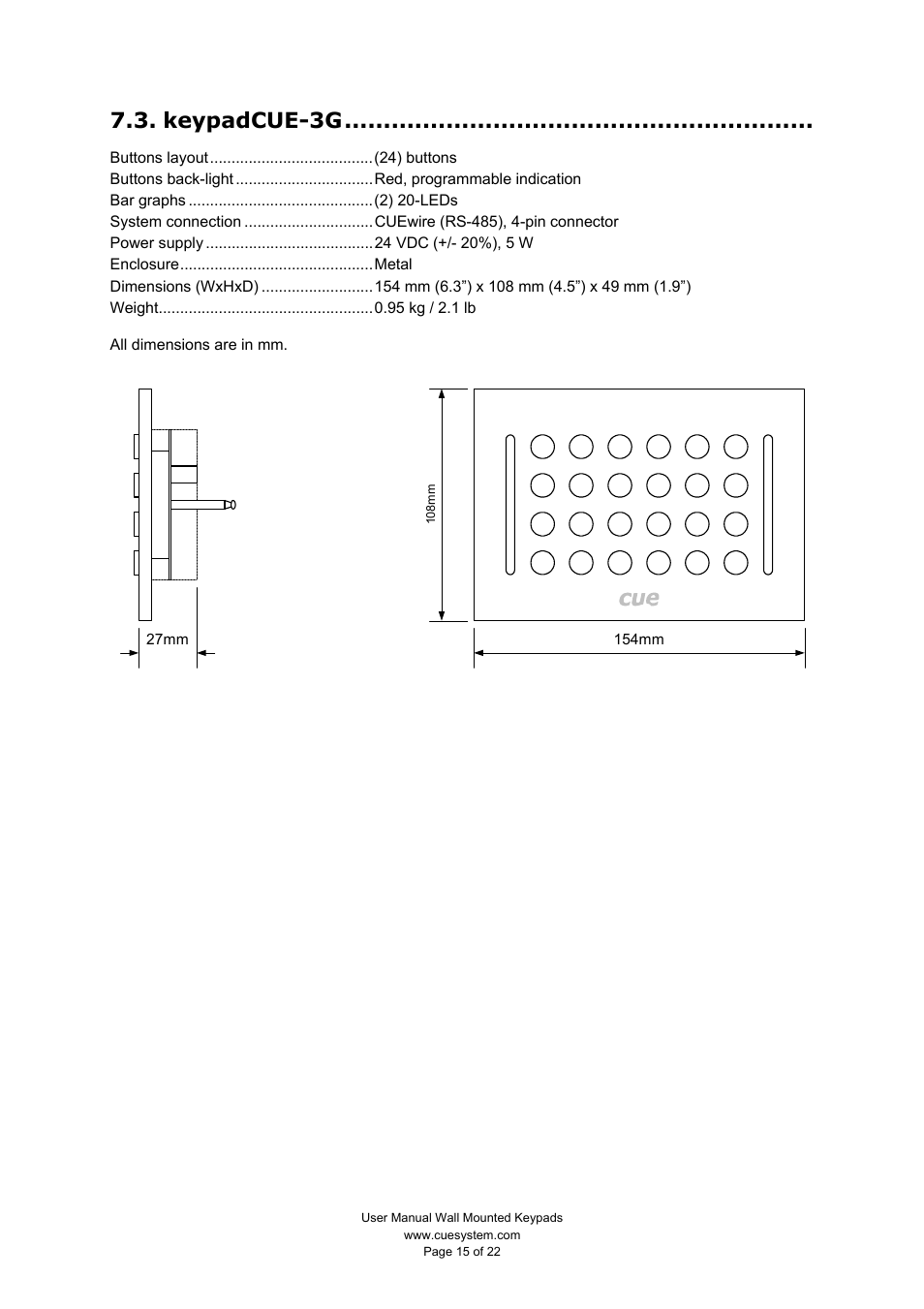 Keypadcue-3g | CUE keypadCUE User Manual | Page 15 / 22