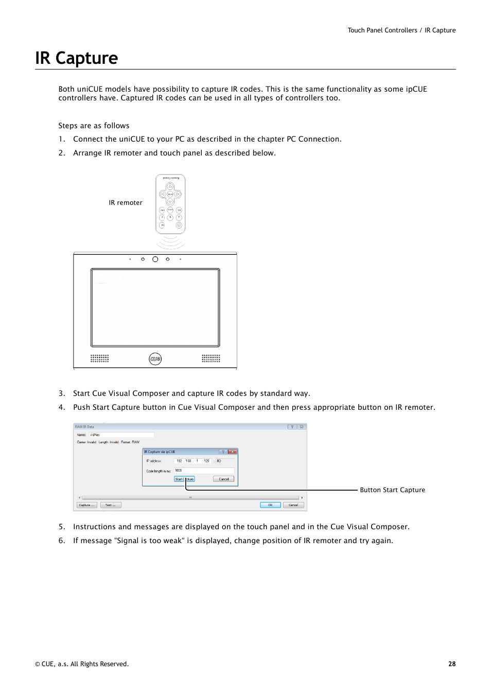 Ir capture, 28 ir capture | CUE uniCUE User Manual | Page 28 / 44