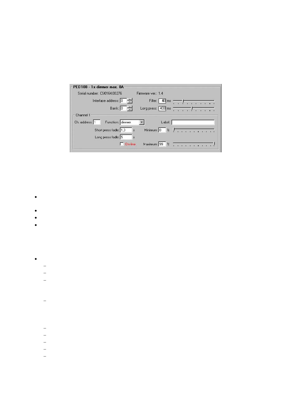 Ped 108, pet 102, pet 105 parameters description | CUE PEX User Manual | Page 13 / 25