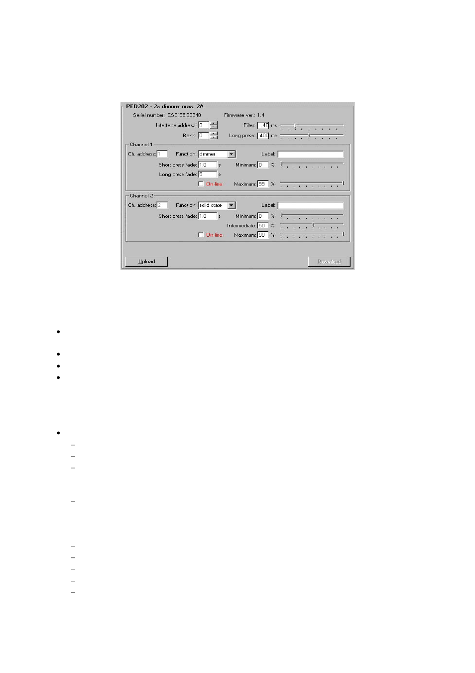 Configuration of the ped 202 module, Ped 202 parameters description | CUE PEX User Manual | Page 15 / 25