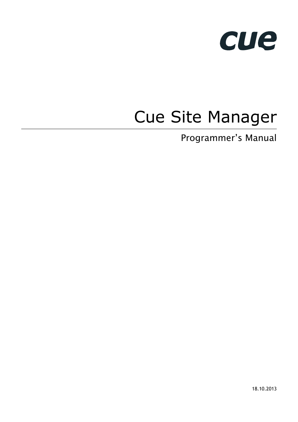 CUE CueSiteManager Programmers User Manual | 32 pages