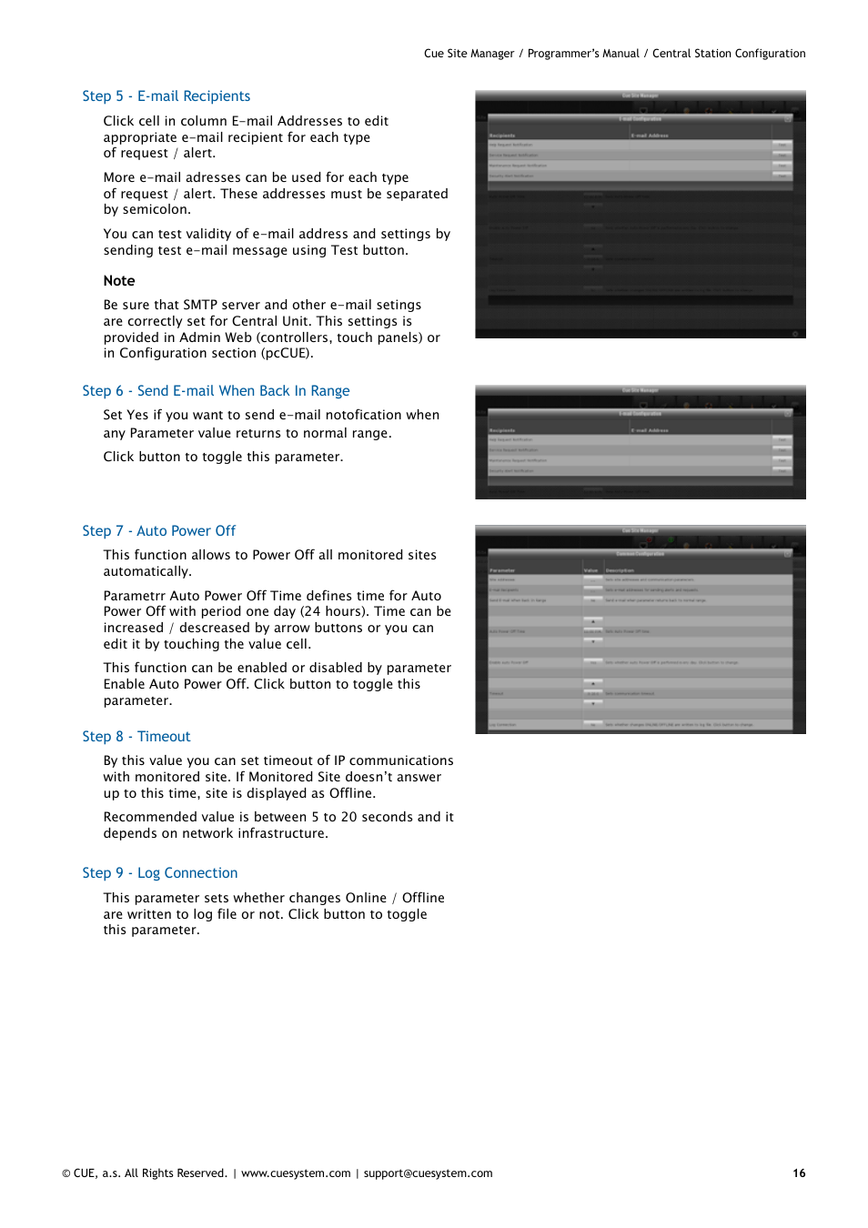 CUE CueSiteManager Programmers User Manual | Page 16 / 32