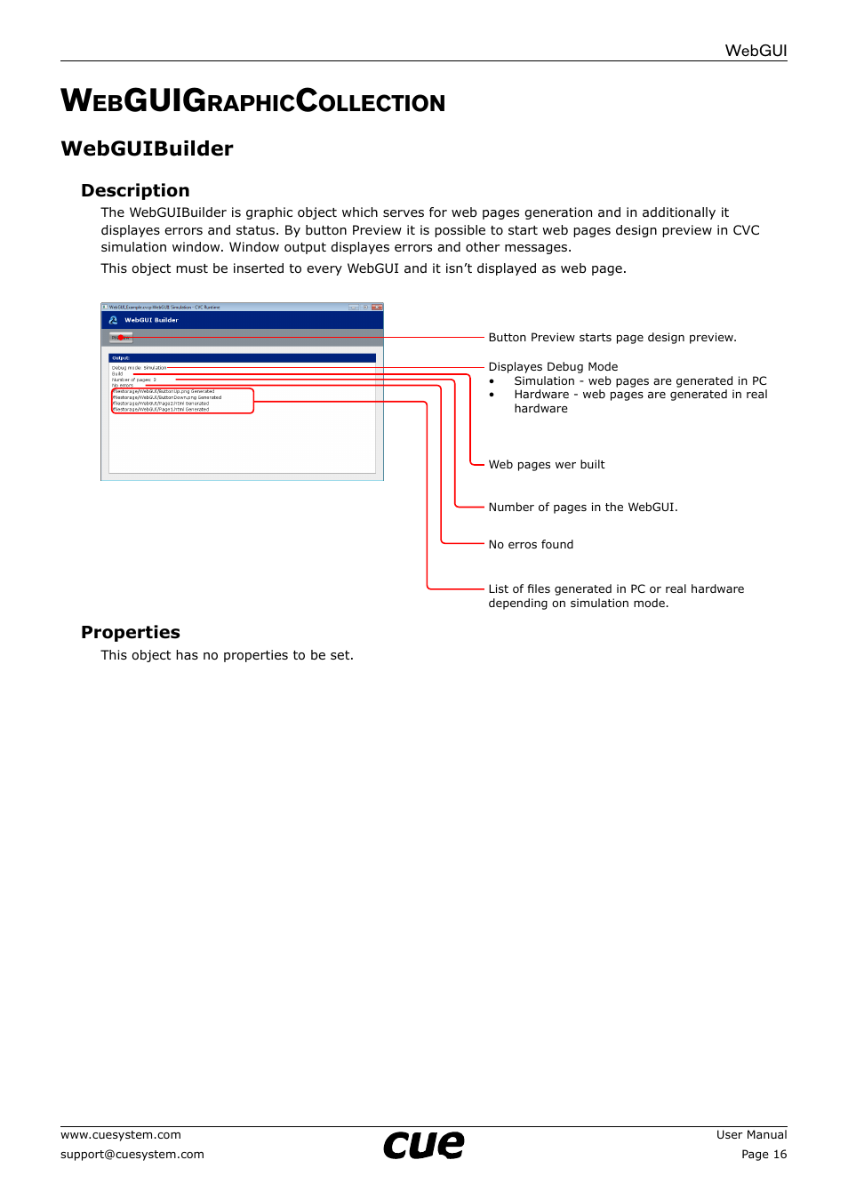 Webguigraphiccollection, Webguibuilder, 16 w | Guig, Raphic, Ollection, 16 webguibuilder | CUE WebGUI User Manual | Page 16 / 30