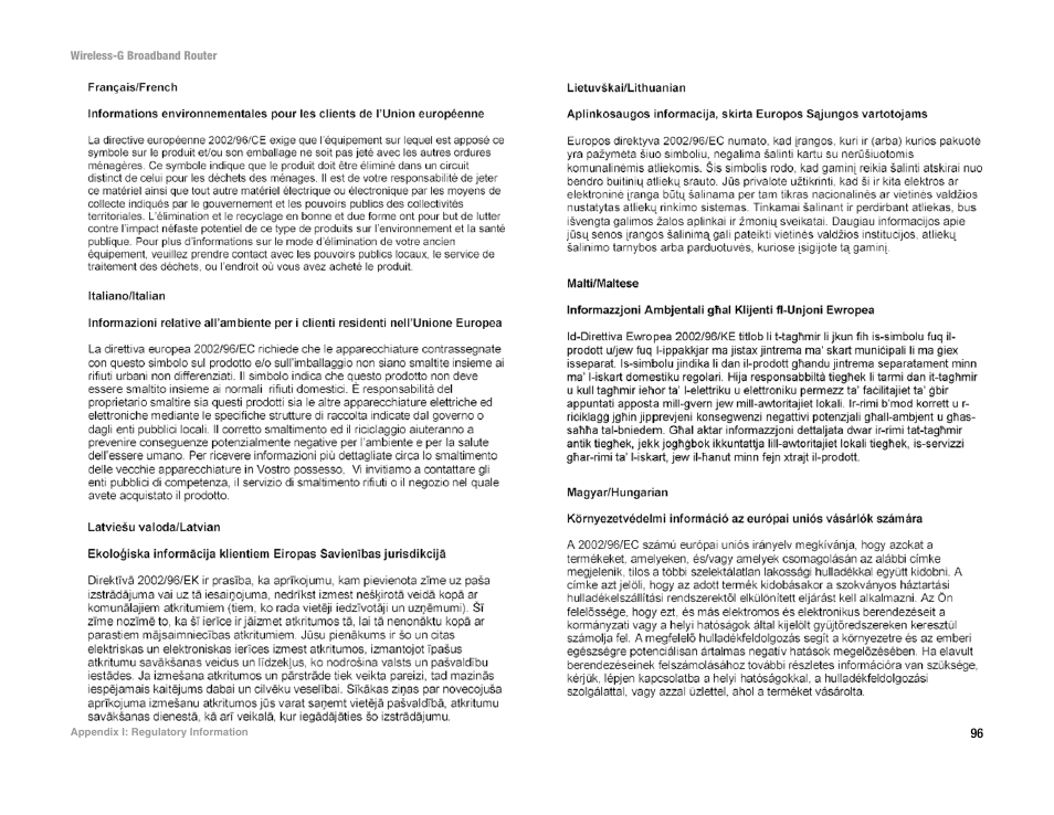 CUE Wi-Fi Access Point WRT54GL User Manual | Page 104 / 107