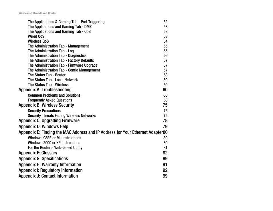 CUE Wi-Fi Access Point WRT54GL User Manual | Page 4 / 107