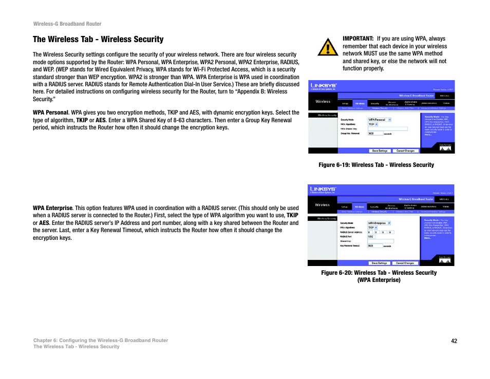 The wireless tab - wireless security | CUE Wi-Fi Access Point WRT54GL User Manual | Page 50 / 107