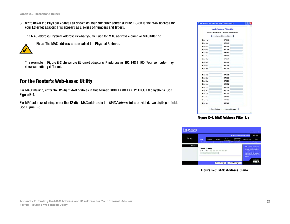 For the router’s web-based utility | CUE Wi-Fi Access Point WRT54GL User Manual | Page 89 / 107