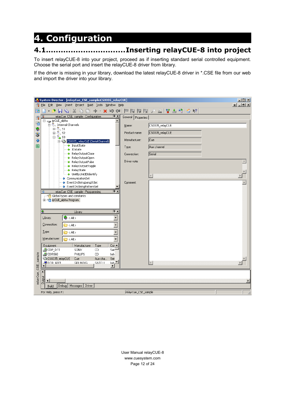 Configuration, Inserting relaycue-8 into project | CUE relayCUE-8 User Manual | Page 12 / 24